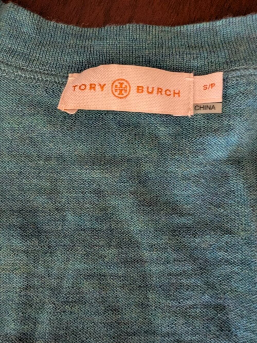 Tory Burch Turquoise Merino Wool V-Neck Cardigan Gold T-Logo Buttons S